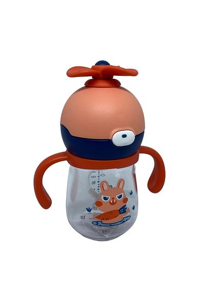 Rovco 220ml Cute Animal Pattern Propeller Smart Straw Bulk Tritan Water Bottle with Straw