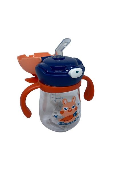 Rovco 220ml Cute Animal Pattern Propeller Smart Straw Bulk Tritan Water Bottle with Straw