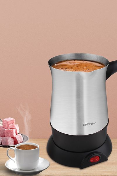 GOLDMASTER 850 Watt Electric Coffee Inox Coffee Pot - 5 Cup Capacity Stainless Steel