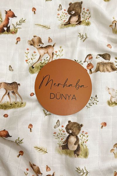 Tuğba Kuğu Newborn Muslin Blanket and Memory Cards Set - Turkish