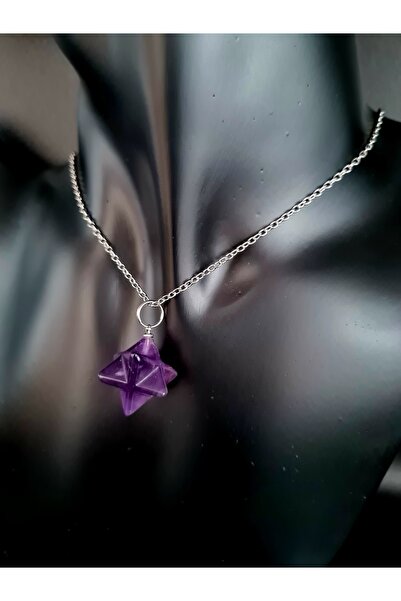 GÜMÜŞTEL EL SANATLARI Certified Amethyst Natural Stone Necklace Special Cut