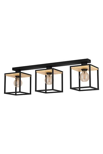 Eglo 99856 "Libertad" Black and Brown Steel and Wooden Ceiling Lighting - Ip20 E27 Max