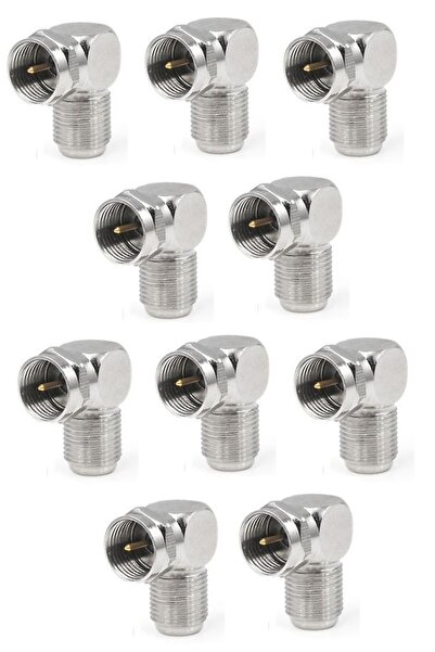 ATAELEKTRONİK 10 Ad 10 Adet 90 Derece L Tip Vidalı Metal F Konnektör Uydu Ant...