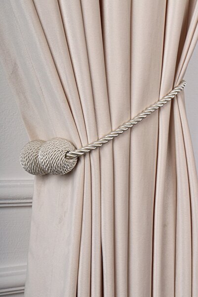 Saççax Exclusive Cortina clasică retractabilă cu magnet de culoare cremă de năut