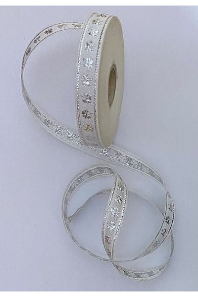Öztürk Decorative Ribbon. 16mmx2meter. White. Silver Sim. No:9