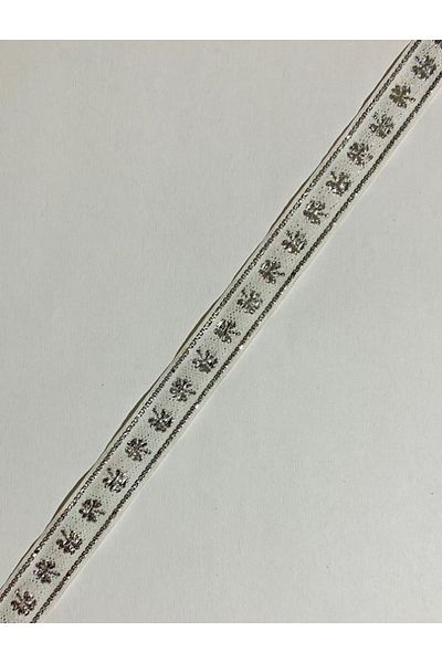 Öztürk Decorative Ribbon. 16mmx2meter. White. Silver Sim. No:9