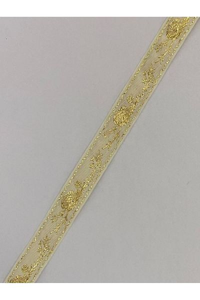 Öztürk Decorative Ribbon. 25mmx2meter. Cream. Yellow Glitter. No:6