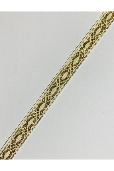 Öztürk Decorative Ribbon. 25mmx2meter. Cream. Yellow Glitter. No:5