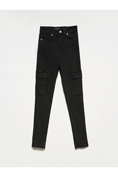 Dilvin 70725 Skinny παντελόνι με πλαϊνές τσέπες-μαύρο