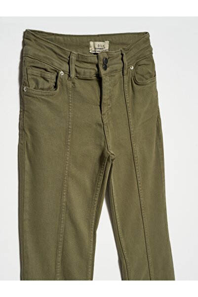 Dilvin 70762 Low Waist Flare Trousers-khaki