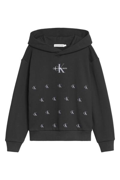 Calvin Klein Baskılı Erkek Çocuk Siyah Sweatshırt Ib0ıb01117