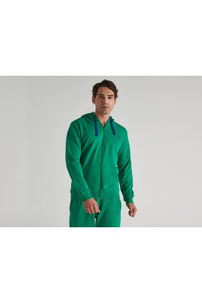 United Colors of Benetton Hanorac cu glugă pentru bărbați cu fermoar complet Bnt-m20310 verde