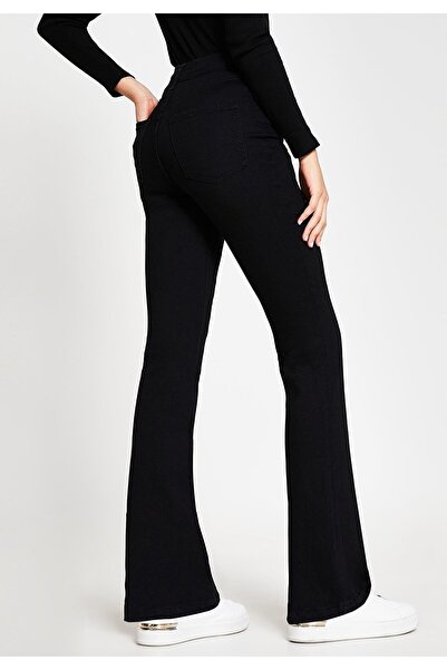 Ramrod Cocu Black Flared Leg Denim Kalhoty s vysokým pasem španělské džíny Compact