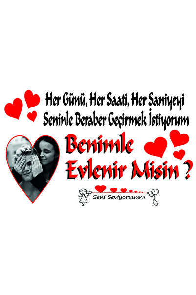 hedefPLUS Evlilik Teklifi Afişi, Evlenme Teklifi Pankart, (150cmx100cm) Kişiy...