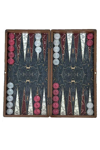 ESER Marble Red Large Size Backgammon Set