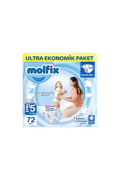 Molfix حفاضات أطفال مقاس 5+ جونيور بلس عبوة اقتصادية للغاية 72 قطعة