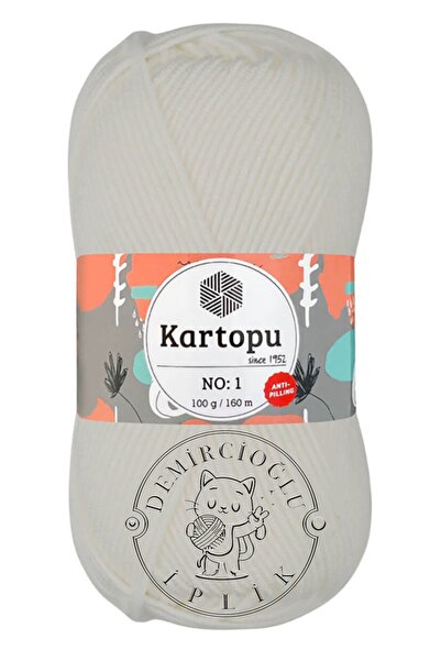 Kartopu رقم: 1 خيط حياكة يدوي مضاد للوبر K010 أبيض