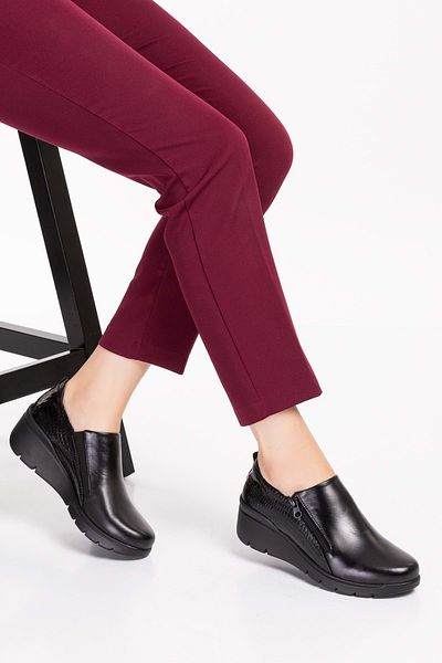 Gondol Pantof confortabil cu talpă anatomică din piele naturală Esfa.4055 - Negru - 37