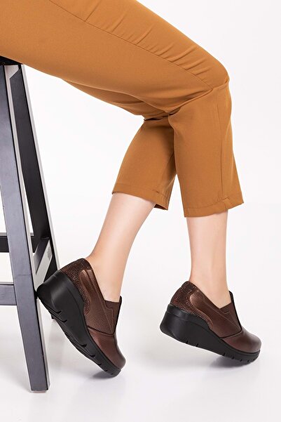 Gondol Hakiki Deri Anatomik Taban Rahat Ayakkabı Esfa.4052 - Kahverengi - 39
