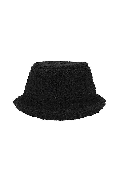 SUYİTTİ Black Soft Textured Plush Bucket Fisherman Hat