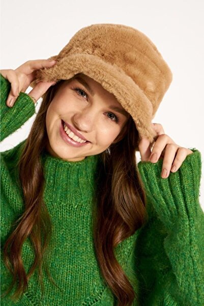 SUYİTTİ Yumuşak Dokulu Peluş Bucket Balıkçı Şapka Vizon