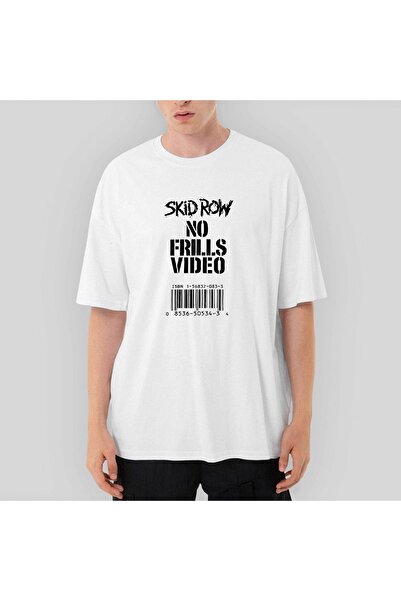 Z zepplin Tricou alb supradimensionat cu video Skid Row No Frills