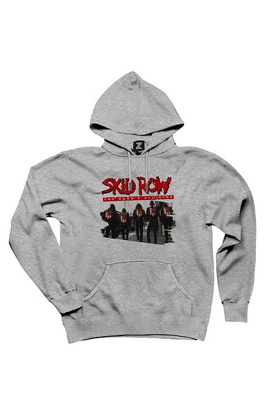 Z zepplin Skid Row The Gang Gray Hooded Sweatshirt Hoodie