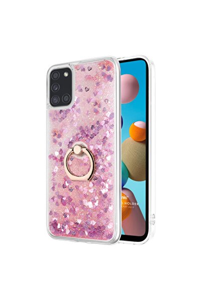 Microsonic Samsung Galaxy A21s Kılıf Glitter Liquid Holder Pembe