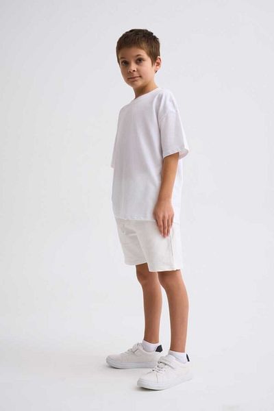 THERECOLOR Ecru Boy's Organic Bermuda Shorts with Two Pockets