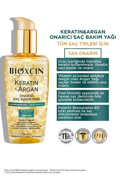 Bioxcin 150 Ml Keratin Argan Repair Hair Care Oil