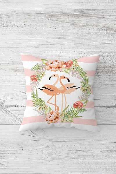 on the clouds Filamingo And Think Happy Message Concealed Zippered Throw Pillow Cover Seat Pillow Cover Set (4pcs)