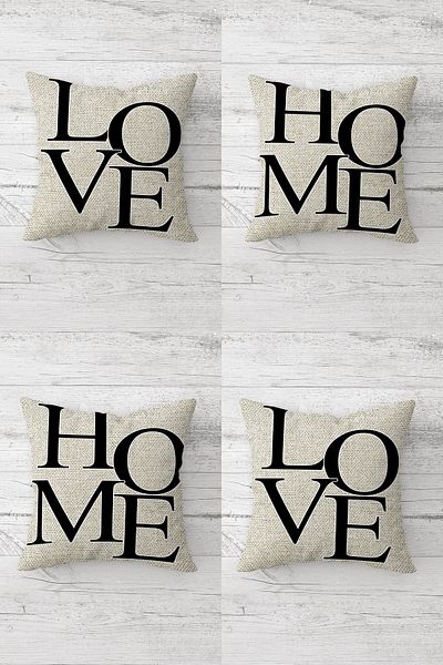on the clouds Love Home Text Μαξιλαροθήκη Συνδυασμός Κρυφό Ριχτάρι Μαξιλαροθήκη Κάθισμα Σετ Μαξιλαροθήκης (4τμχ)