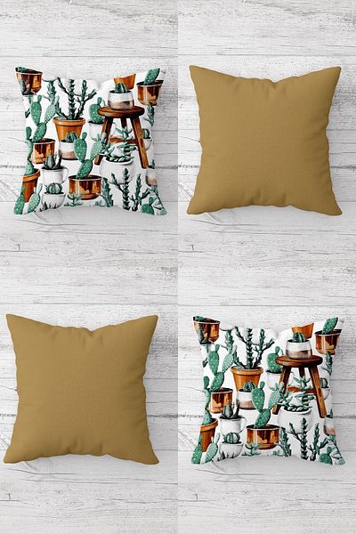 on the clouds Cactuses in a Pot on the Stool with Hidden Zipper Throw Pillow Cover Seat Pillow Cover Set (4pcs)