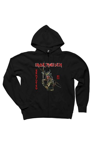 Z zepplin Φούτερ με μαύρη κουκούλα με φερμουάρ Iron Maiden Senjutsu