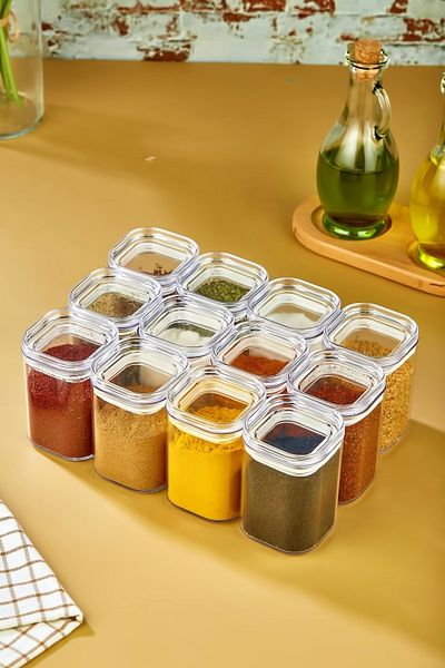 FBZhome 12 Pieces 200 Ml Acrylic Spice Jar Storage Container