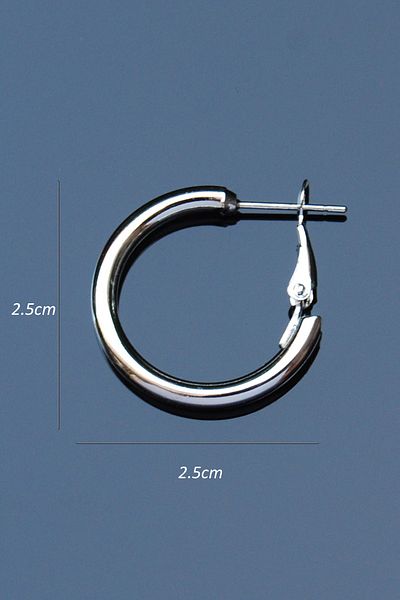 Rua Jewelry أقراط فضية اللون بمشبك دائري 3 مم 2.5 × 2.5
