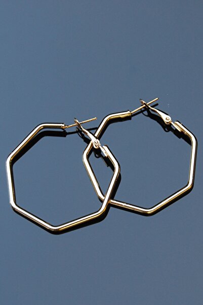 Rua Jewelry حلق ذهبي اللون بمشبك سداسي 2 مم 4×4