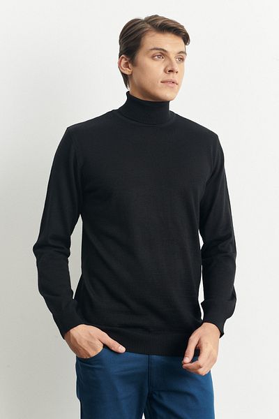 ALTINYILDIZ CLASSICS Чоловічий чорний трикотажний светр з водолазкою Yunlu зі стандартною посадкою з повною водолазкою