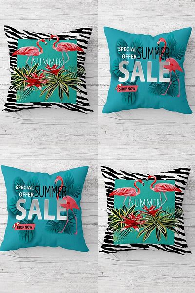on the clouds Tropical Filamimgo Patterned Concealed Zippered Throw Pillow Cover Sofa Pillow Cover Set (4pcs)