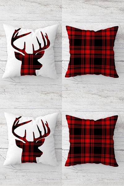 on the clouds Christmas New Year Christmas Deer Hidden Zippered Throw Pillow Case Seat Pillow Case Set (4pcs)