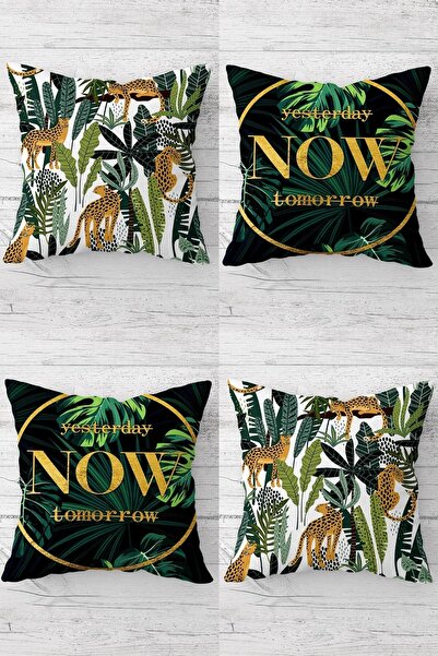 Pelangi ليوبارد أوراق استوائية نمط مخفي انغلق رمي غطاء وسادة مقعد وسادة مجموع...