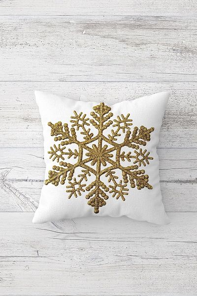 linazaitun Snowflakes Patterned Hidden Zippered Throw Pillow Cover Sofa Pillow Cover Set (4pcs)