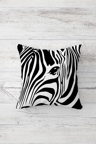 linazaitun Zebra And Zebra Striped Combination Hidden Zippered Throw Pillow Cover Seat Pillow Cover Set(4pcs)