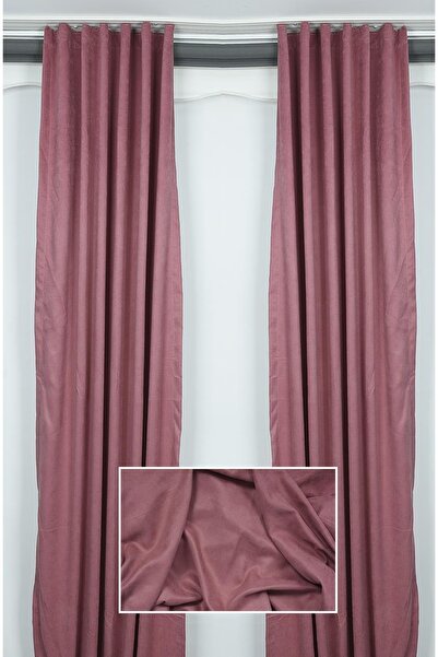 AKÇA TEKSTİL Woven Dried Rose Color (extraphore Drawstring) Single Wing Background Curtain 150x260 Cm