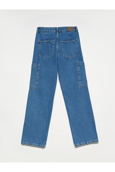 Dilvin 70758 Hose mit niedriger Taille und Seitentaschen – Blau