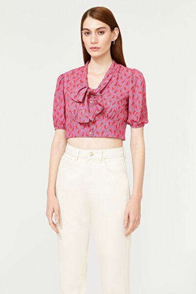 adL Baglamalı Detaylı Crop Bluz