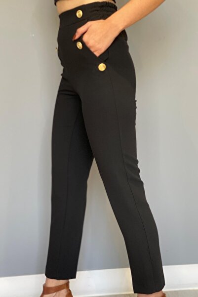 MİSLİNA BUTİK Cep Düğmeli Kumaş Pantolon