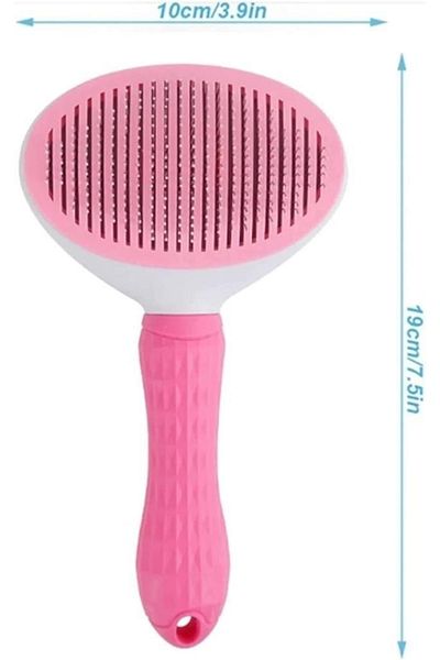 Clean Tip Batch Cat Dog Push Automatic Cleaning Comb Pink