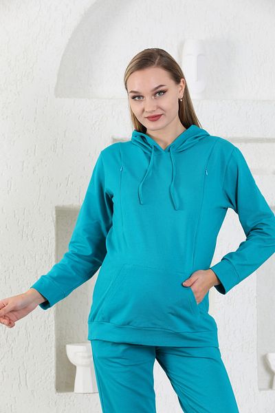 Miss Dünya Lissa Turquoise Hooded Maternity and Maternity Tracksuit Set