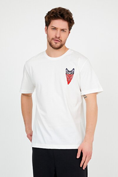 ADEGO تي شيرت رجالي من القطن مقاس كبير مطبوع عليه قطة مقنعة من إكرو